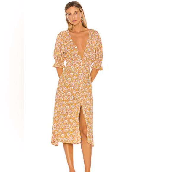 Faithfull the Brand Rafa Dress in Saffron Delphine Floral Size XS - Picture 3 of 11